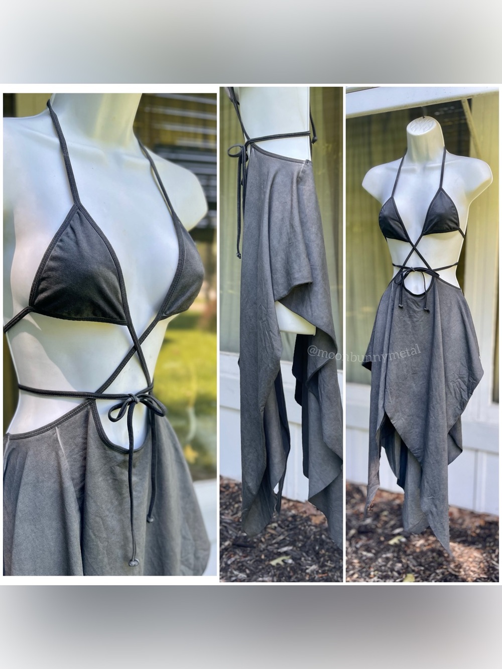 NEW without tags Dolls Kill Darker Wavs Echo Fairy Wrap Dress Distressed XS - Picture 5 of 8